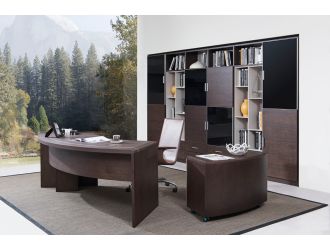 Modrest Highland Modern Brown Oak Office Desk w/Cabinet