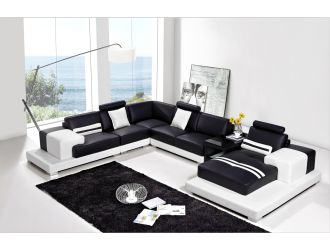 Divani Casa T317 Modern Black & White Bonded Leather Sectional Sofa