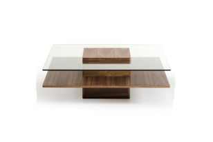 Lassen - Modern Glass & Walnut Coffee Table