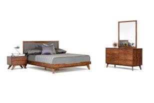 Soria Mid-Century Grey & Walnut Bedroom Set