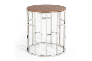 Silvia Modern Walnut & Stainless Steel End Table