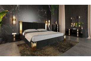Token Modern Black & Gold Bedroom Set