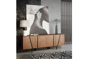 Bernard Mid-Century Modern Walnut & Gold Buffet