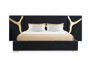 Aspen - Glam Black Velvet & Gold Bed