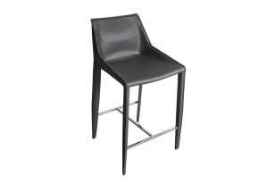 Halo - Modern Grey Saddle Leather Counter Stool