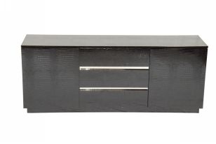 Skyline Modern Black Crocodile Lacquer Buffet