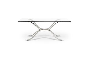 Adderley Modern Stainless Steel w/ Glass Top Dining Table