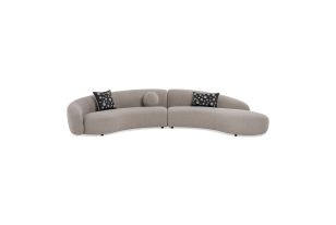 Allis - Glam Grey and Black Fabric Curved Sectional Sofa