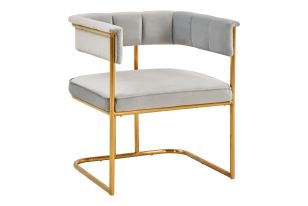 Bavaria - Modern Light Grey Fabric + Gold Accent Chair