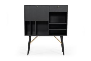 Billy Modern Black Oak & Gold Tall Buffet