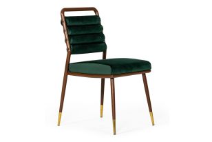 Biscay - Modern Dark Green & Walnut Steel Dining Chair