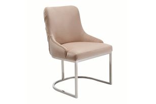 Daria - Modern Beige Velvet and Stainless Steel Dining Chair Set of 2