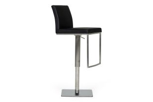 Folsum - Modern Black & Brushed Stainless Steel Adjustable Bar Stool