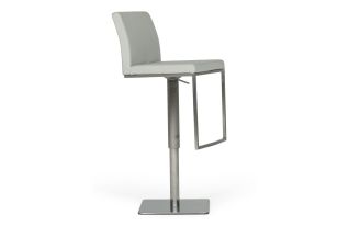 Folsum - Modern Light Grey & Brushed Stainless Steel Adjustable Bar Stool