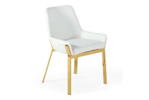 Ganon - Modern White & Gold Dining Chair