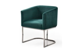Yukon Modern Green Velvet & Black Gun Dining Chair