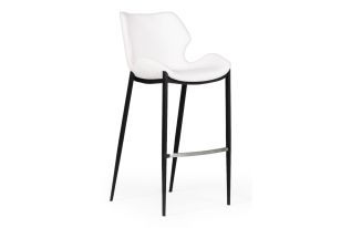 Ithaca - Modern White Leatherette Bar Stool (Set of 2)