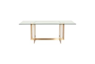 Keaton Modern Glass & Brass Dining Table