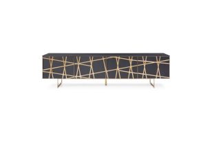 Kilson - Modern Black Oak & Champagne Gold TV Stand