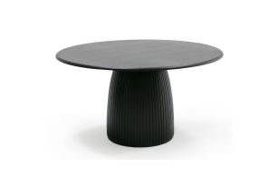 Lander Modern Mid Century Black Oak Round Dining Table