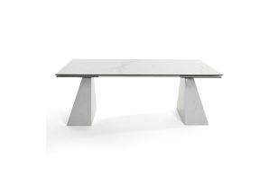 Latrobe - Modern White Ceramic Quartz 118" Extendable Dining Table