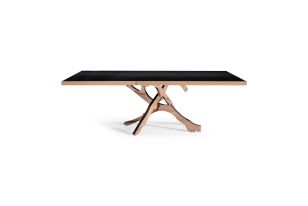 Legend - Modern Black Glass & Rosegold Dining Table