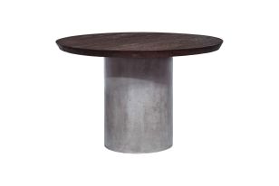 Renzo Modern Round Oak & Concrete Dining Table