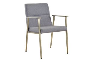 Sabri - Contemporary Grey & Antique Brass Arm Dining Chair