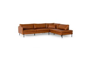 Sherry - Modern Cognac Leather Right Facing Sectional Sofa
