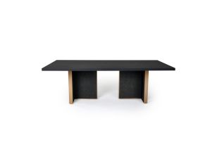 Tasha - Modern Black Ash + Brushed Gold Rectangular Dining Table