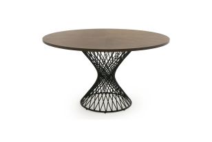 Theresa Modern Round Walnut & Black Table