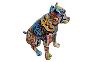Graffiti Dog Modern Multi-Color Sculpture