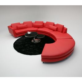 A94 Contemporary Red Leather Sectional Sofa