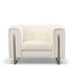 Divani Casa Salvia - Modern White Leatherette Accent Chair