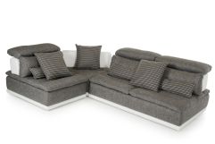 Panorama Italian Modern Grey Fabric & White Leather Sectional Sofa