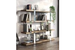 Brewer - Modern Walnut Glass & Stainless Steel Bookshelf