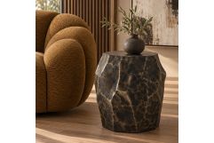 Koussi - Modern Black + Bronze Concrete End Table