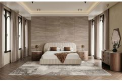 Hortman - Modern Beige Velvet Bed