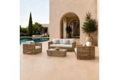Ko Tao - Outdoor Beige + Wicker Sofa Set