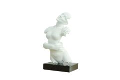 Woman Torso Modern White + Black Base Sculpture