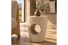 Carville - Modern Beige Fiberform Dining Stool/End Table