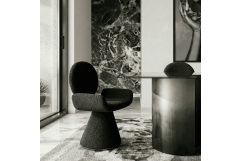 Neptune - Contemporary Black Fabric + Brushed Black Gun Dining Chair