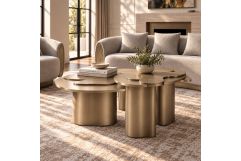 Glimpse - Modern Antique Brass Nesting Coffee Table Set