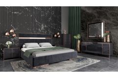 Cartier Modern Black & Rosegold Bedroom Set