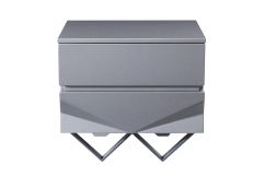 Duke Modern Grey & Black Gun Chrome Nightstand