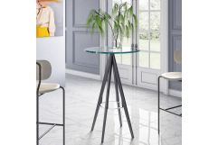 Dallas - Clear Glass and Black Metal Bar Table