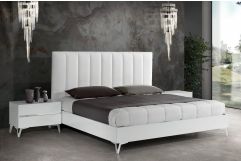 Angela - Italian Modern White Eco Leather Bed w/ Nightstands