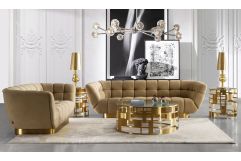 Granby - Glam Mustard and Gold Fabric Sofa