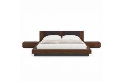 Fantasia - Dark Walnut/Dark Grey Bed and Two Nightstands