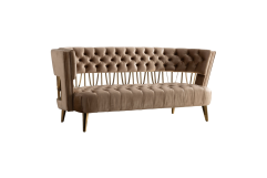 Courtney - Beige & Gold Fabric Loveseat